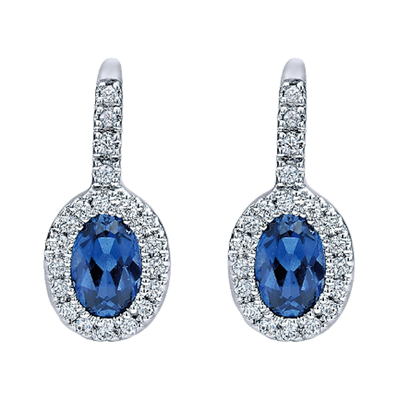 14K White Gold Diamond & Sapphire Drop Earrings